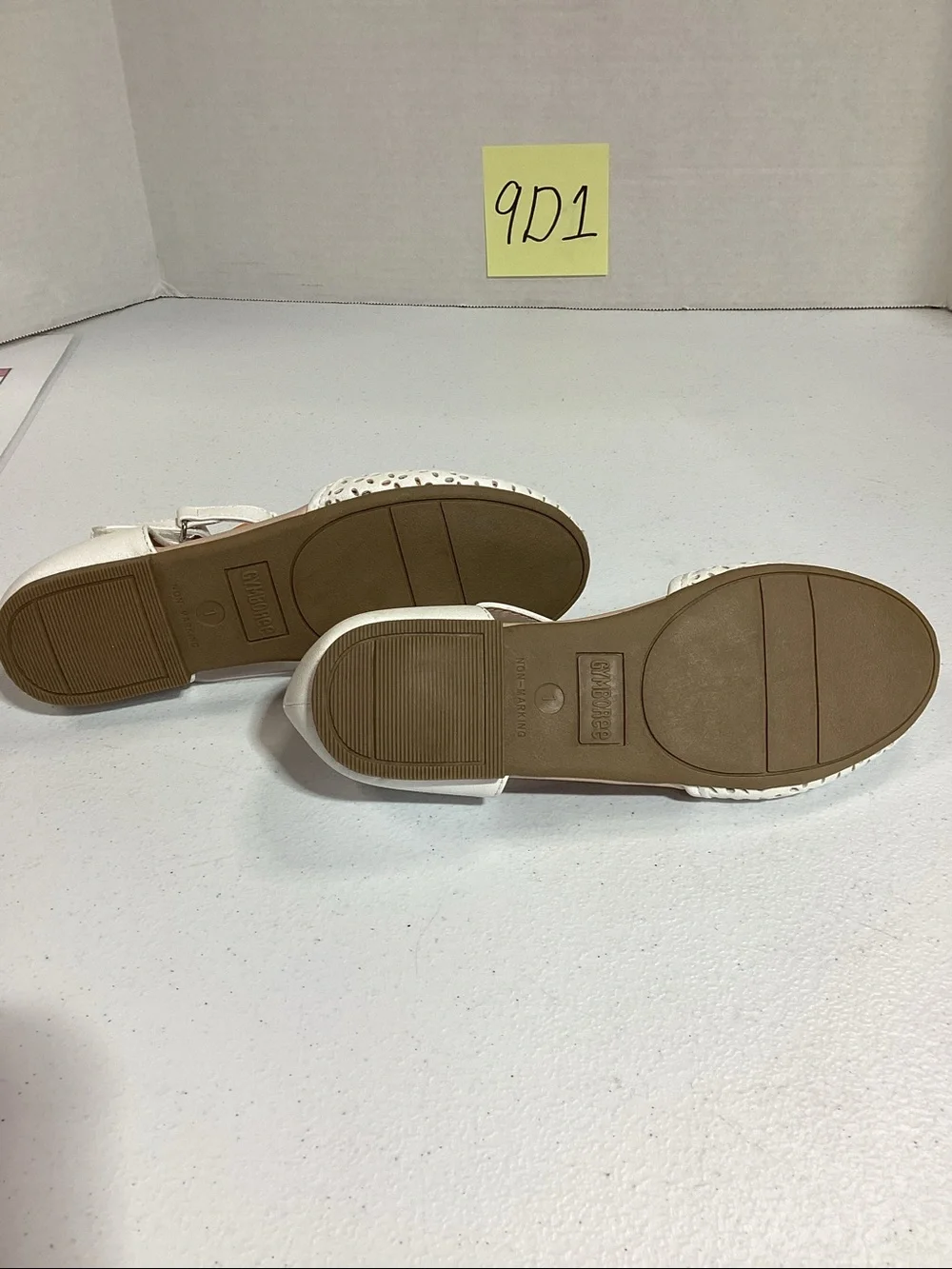 Gymboree Cream Laser-Cut Ballet Flats with Ankle Strap